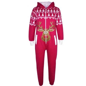 Kids Boy Girls Christmas Pink Reindeer Fleece A2Z Onesie One Piece Jumpsuit 5-13 - Picture 1 of 4