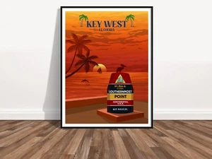 Poster stampa KEY WEST FLORIDA arte da parete vacanze spiaggia - Foto 1 di 10