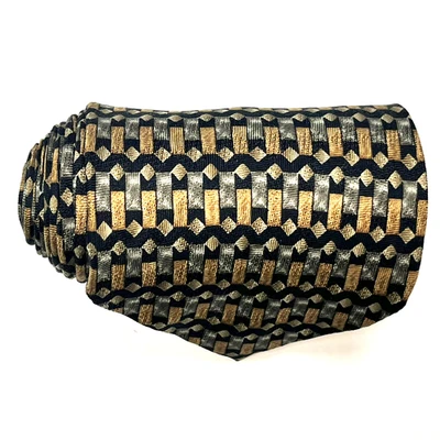 Corbata geométrica Louis Roth para hombre 100 % seda gris bronce negro Art Deco Foto 1 de 4