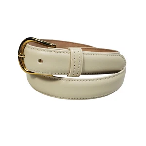 Cinturón de cuero liso Talbots de colección para mujer M tono dorado blanco hecho en Italia - Imagen 1 de 6