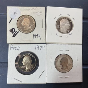 Lot 4 Washington Proof S 25C Photo Graded MS-sixty-six and MS-sixty-seven 90% Ag - Picture 1 of 11