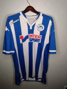 Kappa Wigan Athletic Soccer Jersey Blue White Striped Mens A29 - Picture 1 of 6