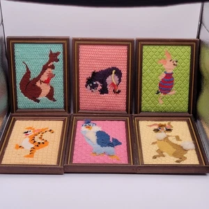 Set di 6 punti ago incorniciati Winnie the Pooh vintage arte vivaio - Foto 1 di 11