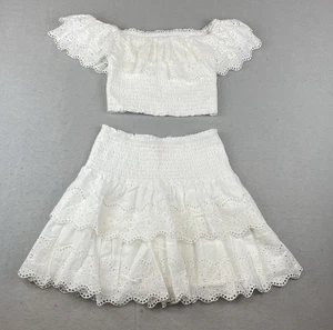 Conjunto de Top y Falda Lilly Pulitzer Resort Para Mujer Talla S Brexley Ojales Blanco Océano Wav - Imagen 1 de 14