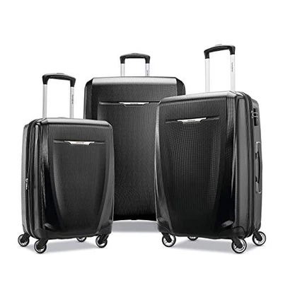 SAMSONITE WINFIELD 3 DLX HILANDEROS DE EQUIPAJE RÍGIDO JUEGO DE 3 PIEZAS 20/25/28 - NEGRO Foto 1 de 4