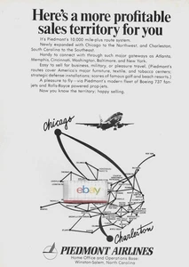 PIEDMONT AIRLINES 1970 2 NEUE STÄDTE CHICAGO & CHARLESTON 737 AD - Bild 1 von 1