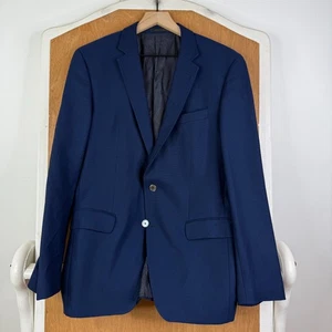 Hugo Boss Blazer Mens 40R Navy Blue 2 Button Tesse Biella 100% Wool Stretch - Picture 1 of 15