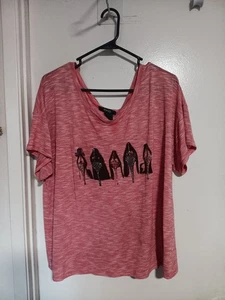 STYLE & CO DAMEN BLUSE ROT KURZÄRMEL ABSATZ STRASS GRÖSSE 0X (14-16W) - Bild 1 von 4