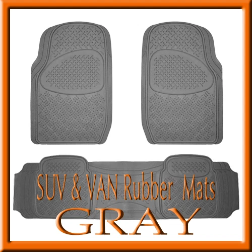 CHEVROLET SILVERADO 1500 HEAVY DUTY SEMI CUSTOM GRAY RUBBER FLOOR MATS / 3PCS - Image 1 of 1