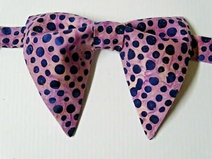 Handmade Mens Bow Tie Handkerchief Pre-tied 70's Style Oversized Vintage Purple - Picture 1 of 16