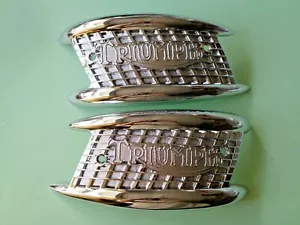 TRIUMPH 3TA 5TA T100 3 GALLON PETROL TANK FUEL TANK BADGES 82-4127 F4127 PAIR - Picture 1 of 3