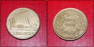 Estland 1 Krone, 1934, Schiff der Wikinger Münze KM# 16 - Bild 1 von 1