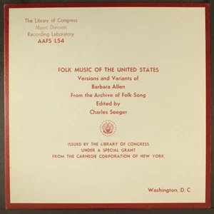 VARIOUS: versions and variants of barbara allen LIBRARY OF CONGRESS 12" LP - Picture 1 of 2