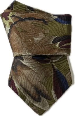 Винтажный мужской галстук Enrico Coveri 56 дюймов коричневый многоцветный текстурированный цветочный коллаж  - Изображение 1 из 4