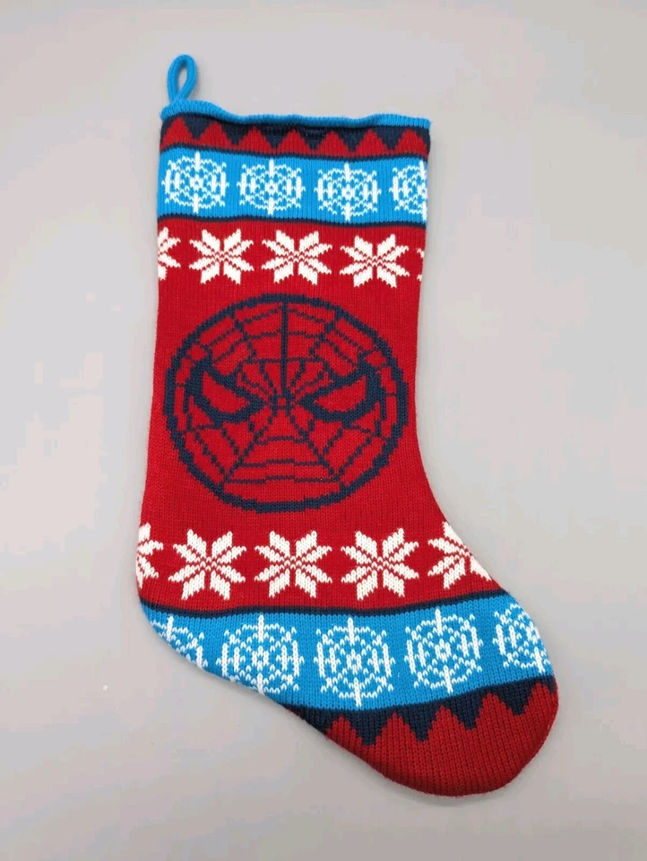 RUZ Spiderman Tejido Vellón Navidad Medias Vacaciones Marvel Comics Rojo Azul Web Foto 1 de 4