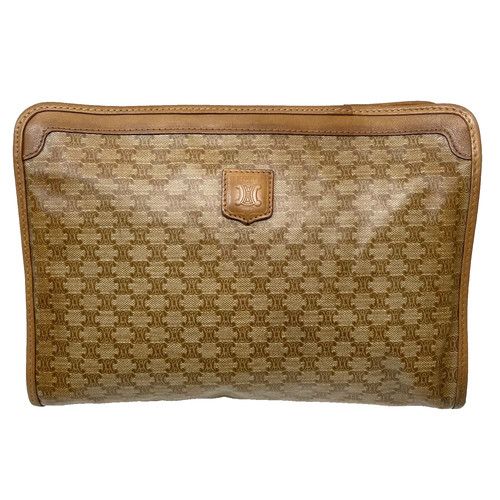 Borsa pochette CELINE Macadam s borsa borsetta PVC pelle cammello autentica