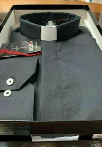 CLERGY CLERICAL CATHOLIC PRIEST SHIRT LONG SLEEVE 100% COTTON MADE ITALY NO IRON - Picture 1 of 3