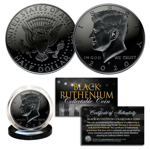 BLACK RUTHENIUM 2020-P JFK Kennedy Half Dollar U.S. Coin COA (Philadelphia Mint) Cover