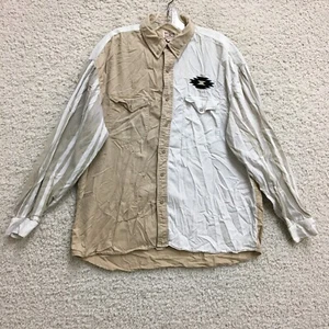 VINTAGE Western Frontier Button Down Shirt Extra Large Adult Beige Two Tone Mens - Picture 1 of 9