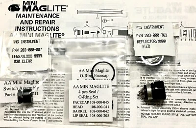 Kit de rejuvenescimento AA Mini Maglite 8 peças com tampa traseira.  Ferramenta de instalação sem fio - Imagem 1 de 4