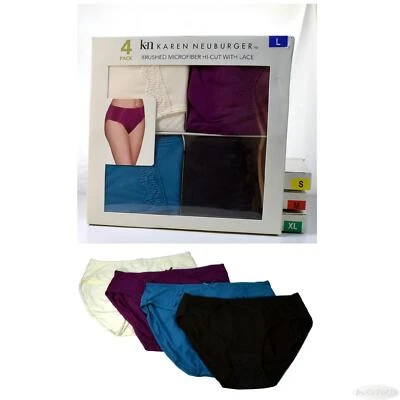 4 Karen Neuburger Mujer Microfibra Cepillada Corte Alto con Encaje Calzoncillos Moda Talla S-M Foto 1 de 4