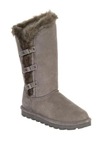 BEARPAW EMERY Wildleder und Kunstfell hoher Stiefel mit nie nassem Nebel grau - Größe 10 - Bild 1 von 10