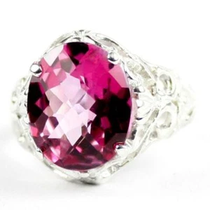 Anillo de plata esterlina 925 para damas, topacio rosa puro, SR114 - Imagen 1 de 5