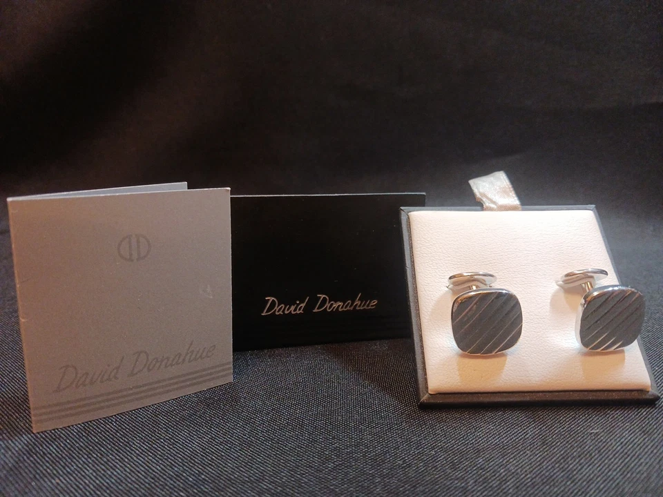 925 Sterling Silver Vintage David Donahue Ornate Square Cufflinks - Image 1 of 4