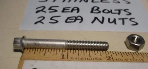 Varian # 5001 Posten 25 Stück 1/4"-28 x 2" Edelstahl Schrauben und Muttern - Bild 1 von 6