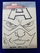 🌟 2007 Marvel Masterpieces Sketch Card CAPTAIN AMERICA AVENGERS BLAIR SHEDD 1/1