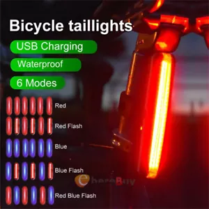 LED Fahrrad Rücklicht Wiederaufladbar USB Fahrrad Hinten Radfahren Warnleuchte 6 Modi - Bild 1 von 13