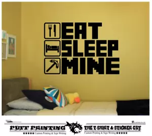 Gaming Wandbild XBOX / PS4 EAT SLEEP MINE Vinyl Aufkleber SCHLAFZIMMER DEN BASTELN - Bild 1 von 6
