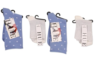 Hue ESF16048 Mujer Calcetines Talla Única Conjunto de 2 Azul/Lunares y 2 Blanco/Lunares Foto 1 de 4