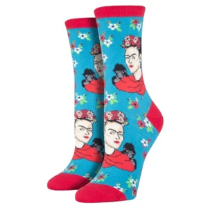 Socksmith Women's Crew Socks Kahlo Portrait Frida Iconic Artist Novelty Footwear - Picture 1 of 1