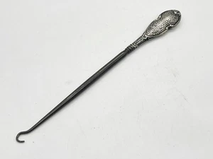 ANTIQUE LONG LARGE SOLID SILVER HAND BUTTON CORSET BOOT HOOK GOOD SIZE ! - Picture 1 of 5