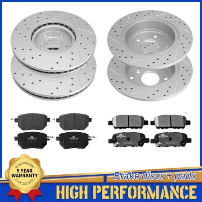 Rotores perforados delanteros y traseros pastillas de freno para Nissan Máxima 2006 Altima 2004-2008 Foto 1 de 4