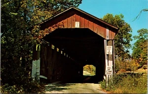 Postkarte Greencastle Indiana Die Dunbar überdachte Brücke Big Walnut Creek um 1950 - Bild 1 von 2