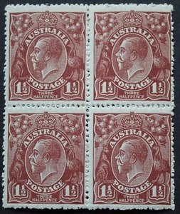 Australia 1922 GV One and a Halfpence block SG 60 mint - Picture 1 of 1