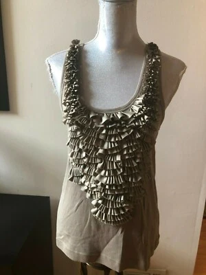 NUEVA BLUSA SIN MANGAS GIVECHY con volantes beige tap camisa sin mangas talla L Foto 1 de 4