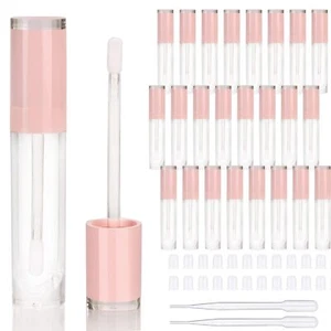 26 pcs Refillable Empty 8ml Lip Gloss Tubes with clear Wand,Round Pink Lipglo... - Picture 1 of 6