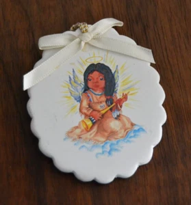 Sandstone NATIVE GIRL ANGEL Hanging Ornament Handcrafted Souvenir TOMBSTONE, AZ - Picture 1 of 5