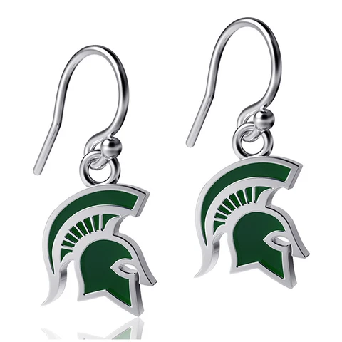 Women's Dayna Designs Michigan State Spartans Silver Enamel Dangle Earrings Cover