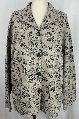 Camisa Top David Dart Avena y Negra L/S Floral Abotonada Talla L (11830) Foto 1 de 4