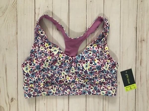 Reggiseno sportivo TEK GEAR medio impatto scollo a V taglia M stampa floreale coppe racerback nuovo con etichette! - Foto 1 di 9
