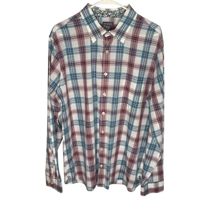 Camisa de vestir Van Heusen para hombre XLT 17-17 1/2 verde azulado blanco a cuadros Pascua abotonada Foto 1 de 4