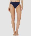 $110 Robin Piccone Women's Blue Stretch Ribbed High Waist Bikini Swim Bottom L