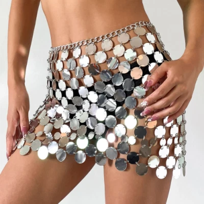 Shiny Plastics Sequin Skirt Sexy Waist Chain Body Jewelry Rave Festival Clothing - Image 1 of 4