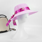 Women's Wide Brim Hat Straw Caps Summer Beach Sun Protective Outdoor Flower }