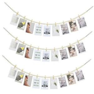 Hanging Photo Display Wall Decor, 3PCS Boho Wooden Bead Garland Collage - Picture 1 of 8