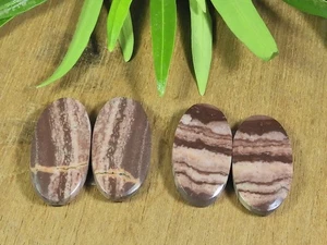 54Cts. Natural Zebra Jasper Matched Pair Oval Cabochon Gemstone 2Pair Lot K425 - Picture 1 of 9